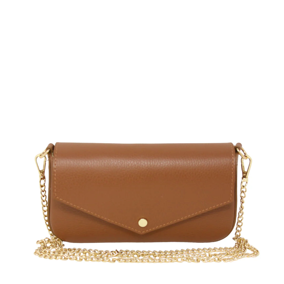 Leather handle and crossbody bag Camel