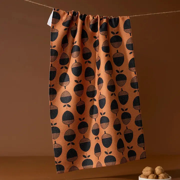 Geometry Tea Towel-Acorn Noir