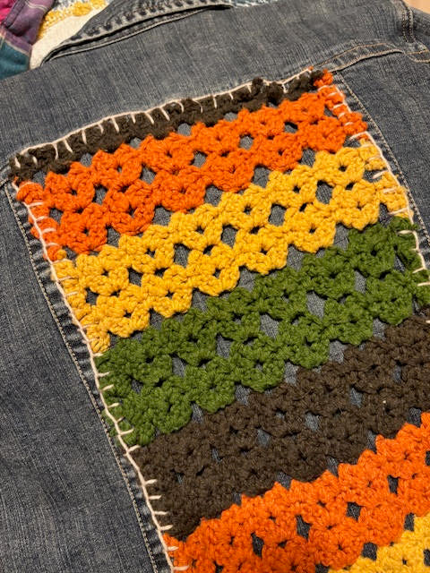 Crochet Afgan Denim Jacket