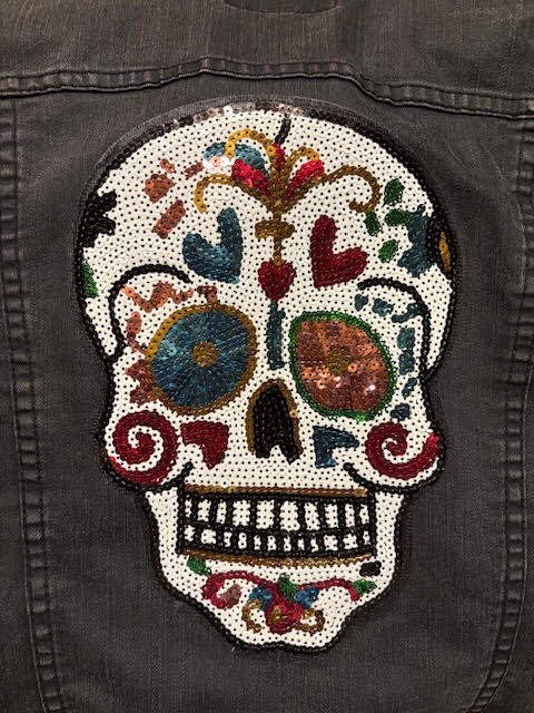 Happy Skeleton Black Denim Jacket