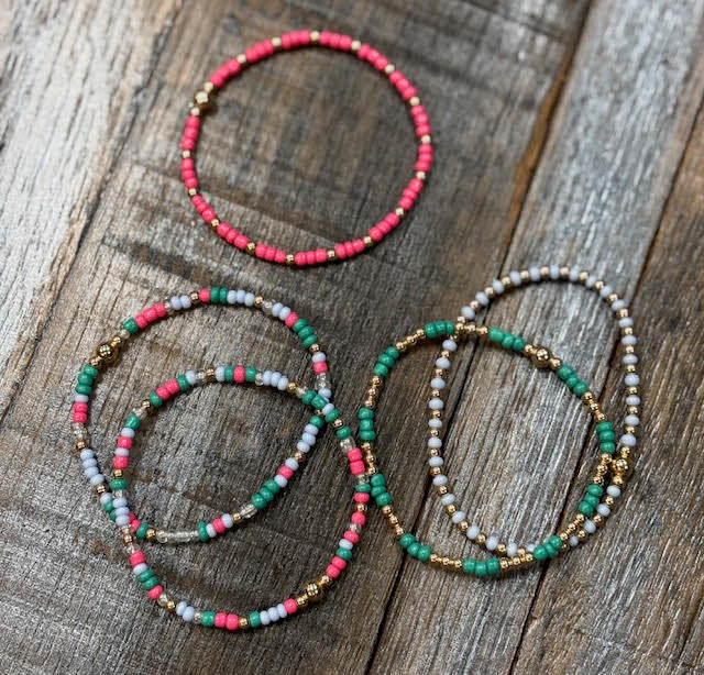 Stackable, stretchy Watermelon Sugar Bracelets