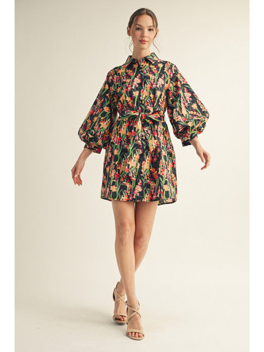 Floral Ballon Sleeve Dress