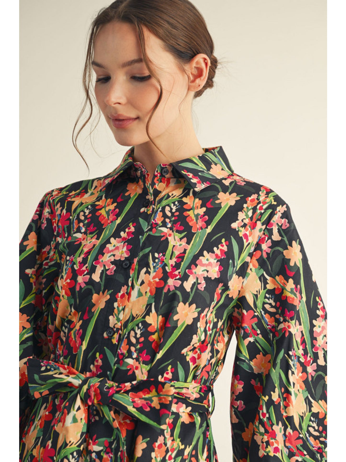 Floral Ballon Sleeve Dress