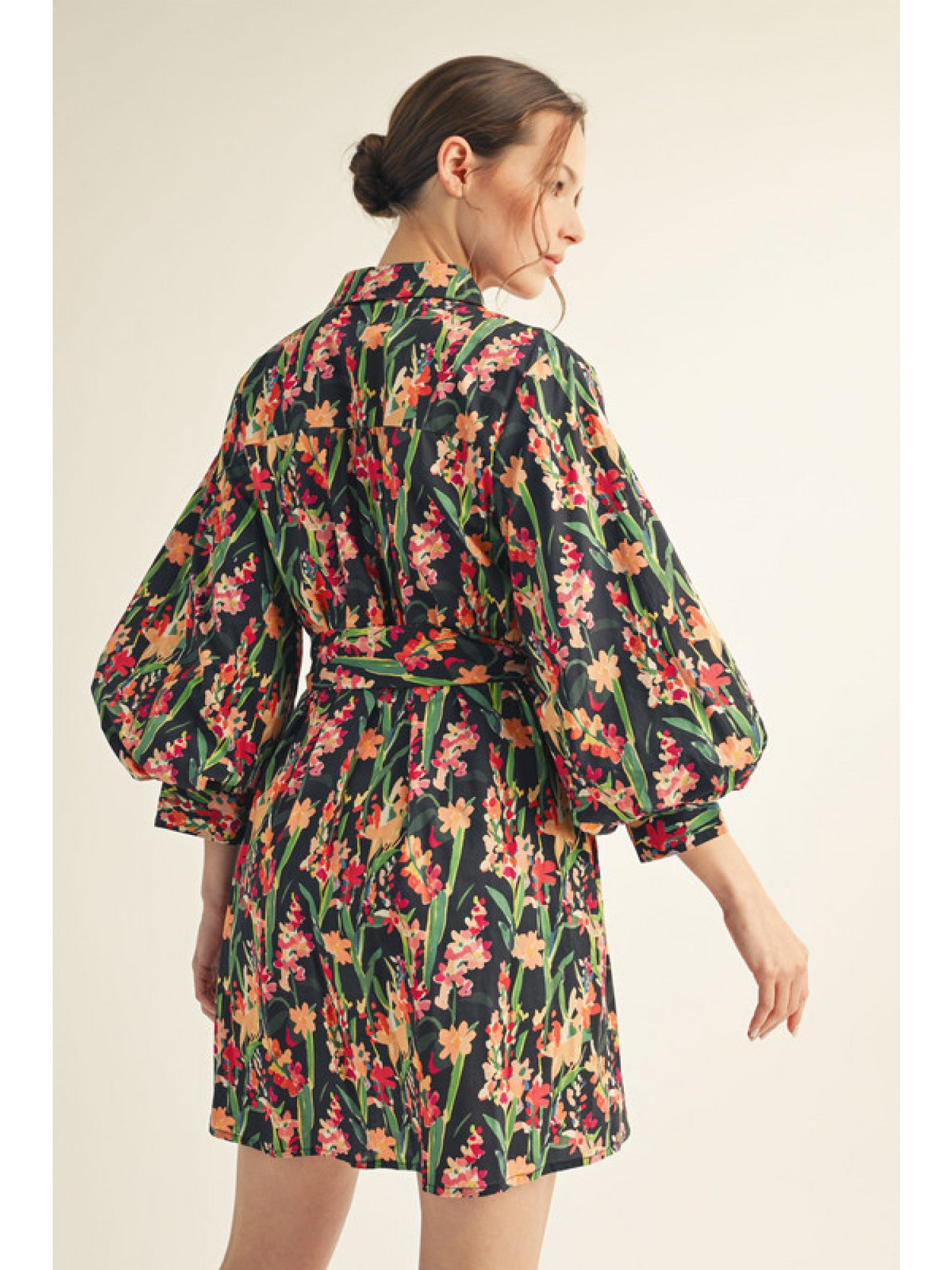 Floral Ballon Sleeve Dress