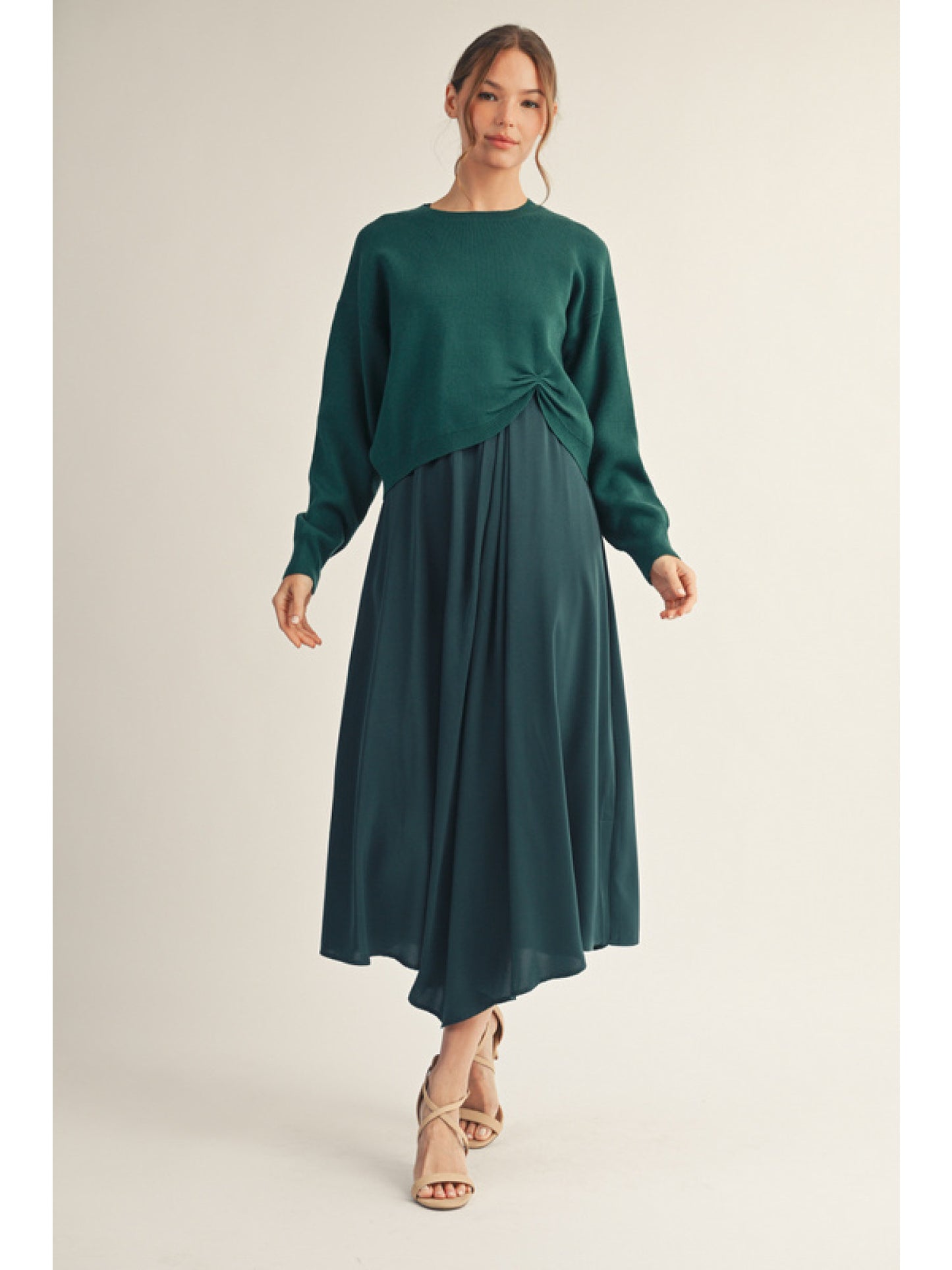 Knotted Hunter Green Sweater