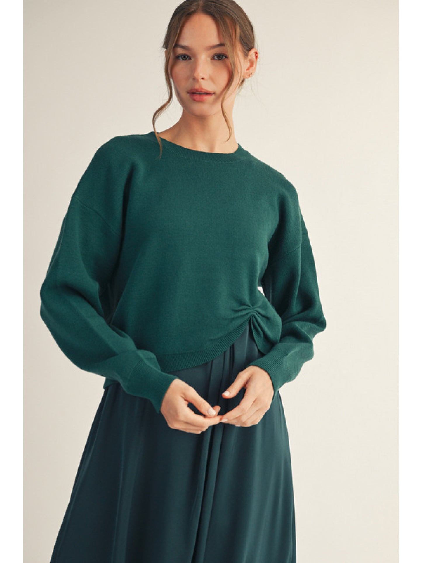 Knotted Hunter Green Sweater