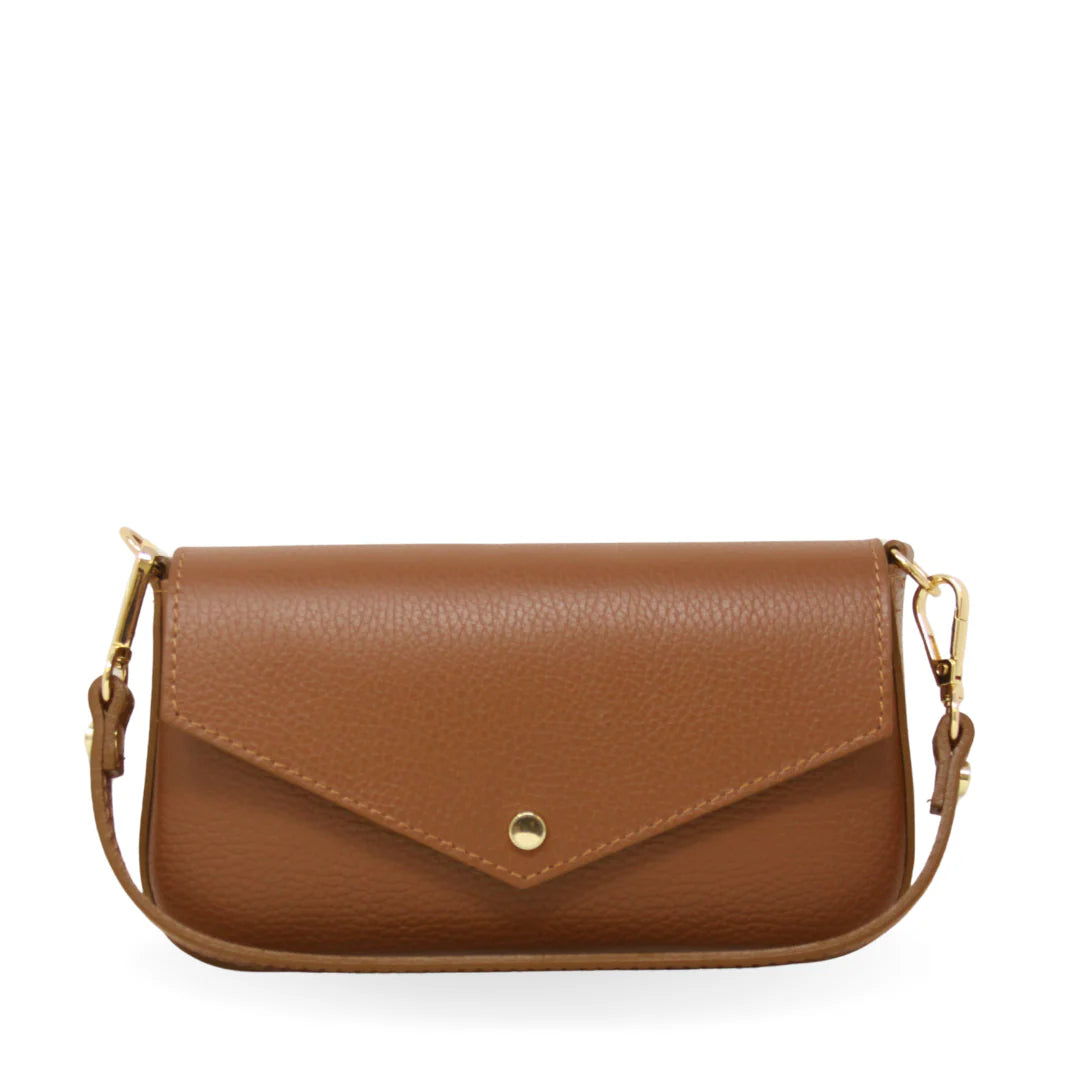 Leather handle and crossbody bag Camel