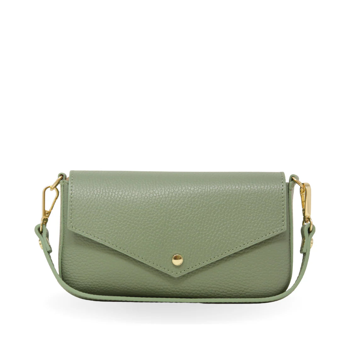 Leather handle and crossbody bag mint