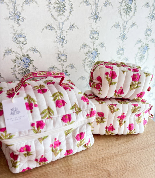 Magnolia Luxe | Quilted Cosmetic Bags-Set of 3
