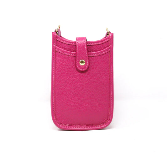 Italian Leather Crossbody Bag Hot Pink
