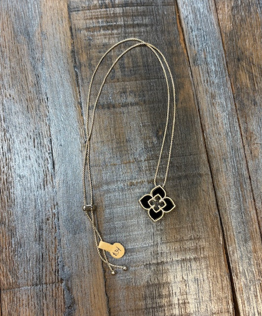 Large Black Clover Necklace