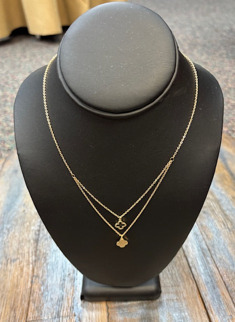 Dainty double gold necklace