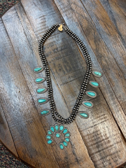 Squash Blossom Turquoise Necklace