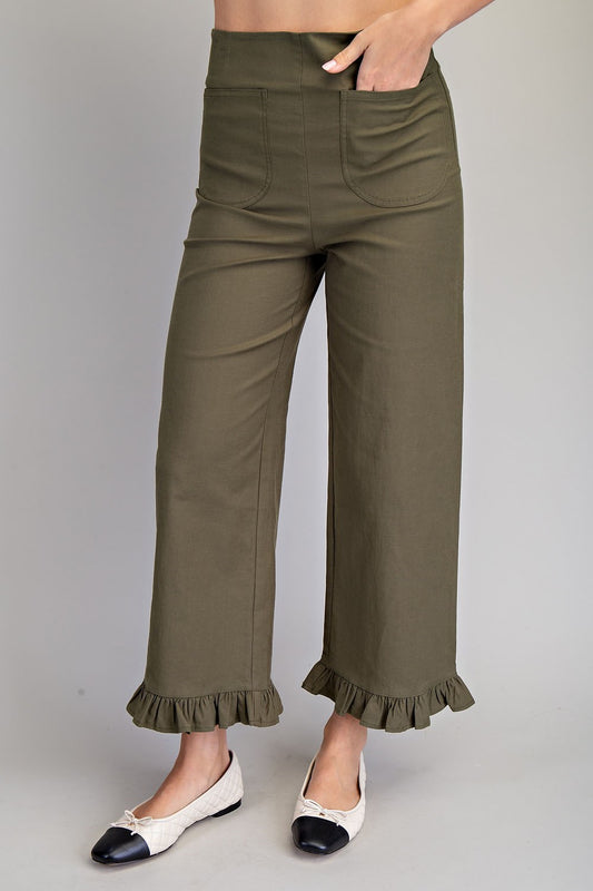 Straight Leg Ruffled Hem Pants