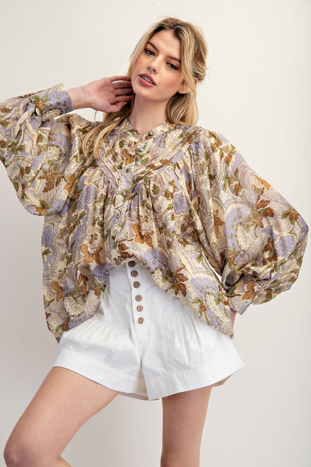 Printed Button Down Shirt Top