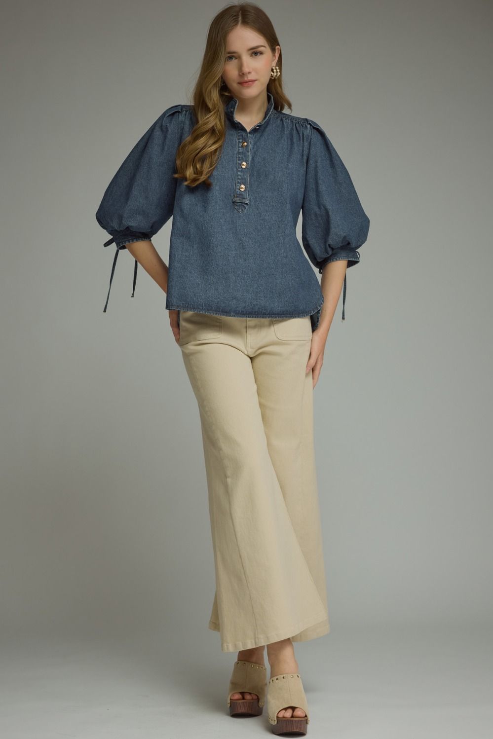 Puff Denim Top