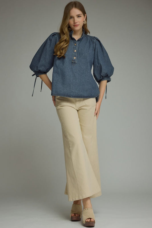 Puff Denim Top