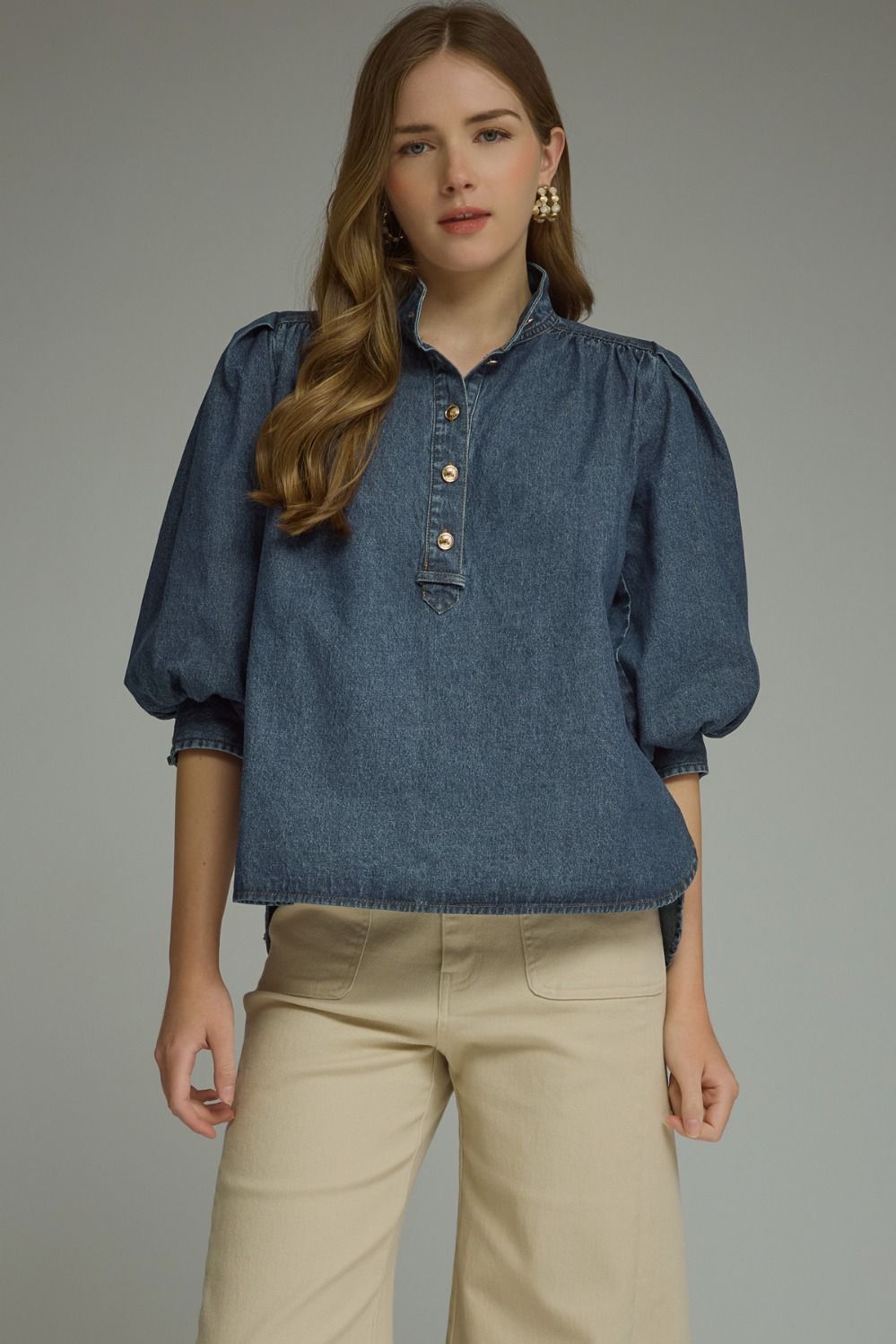 Puff Denim Top