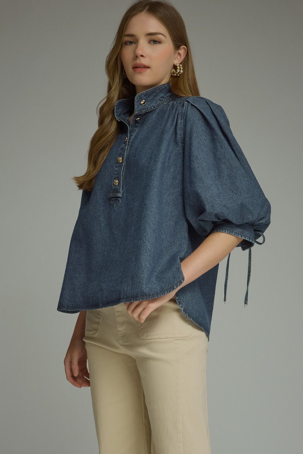 Puff Denim Top