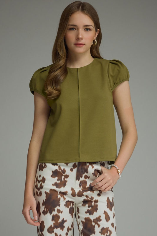 Olive puff sleeve