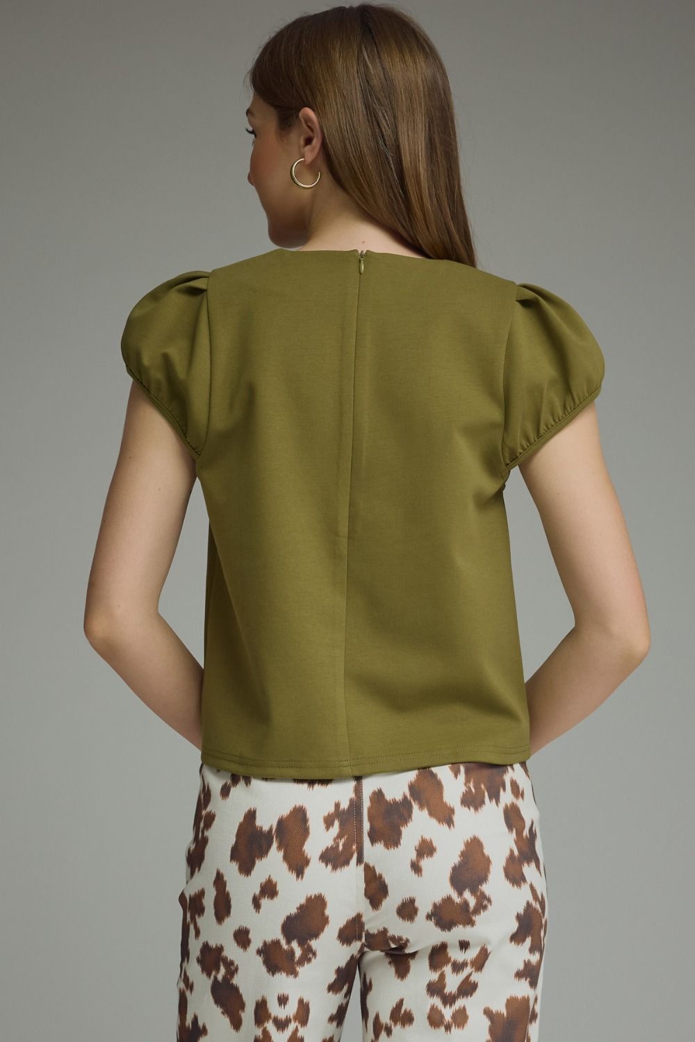 Olive puff sleeve