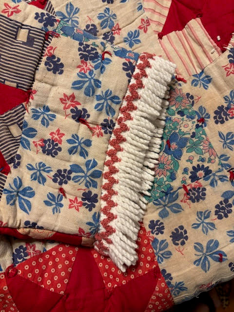 Vintage Red & Blue Star Quilt