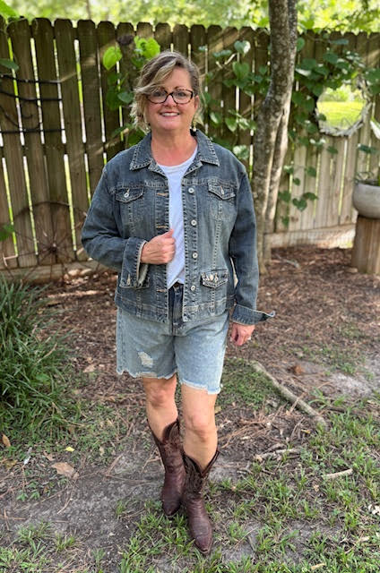 Crochet Afgan Denim Jacket