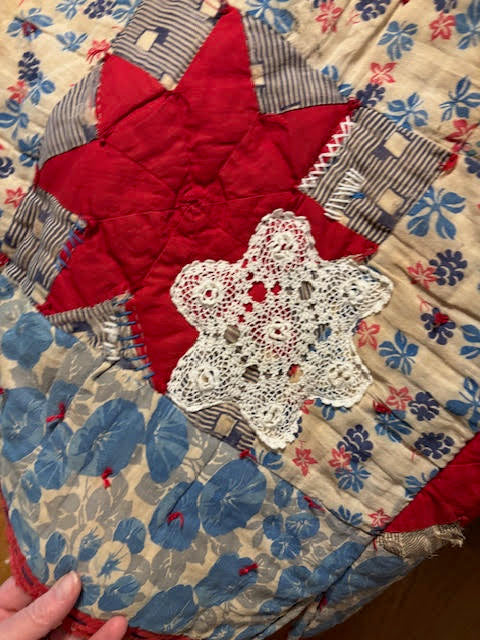 Vintage Red & Blue Star Quilt