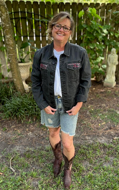 Happy Skeleton Black Denim Jacket