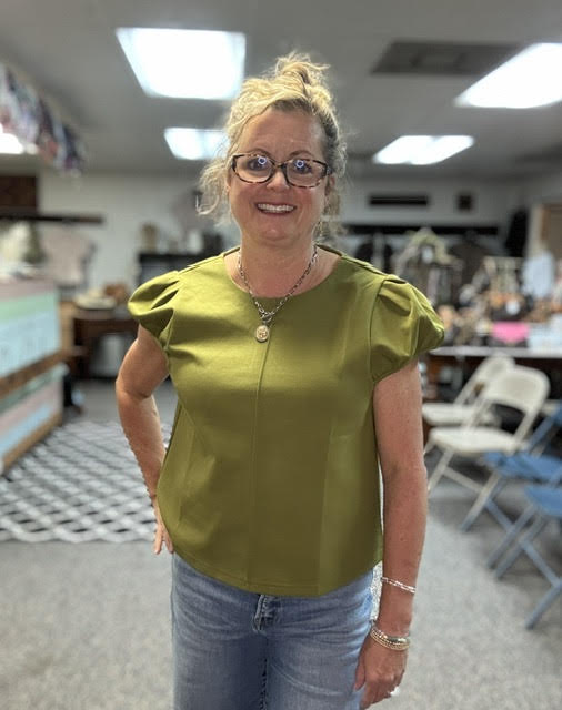 Olive puff sleeve