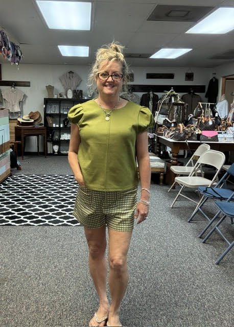 Olive puff sleeve