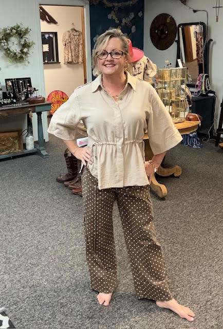 Taupe 3/4 sleeve blouse