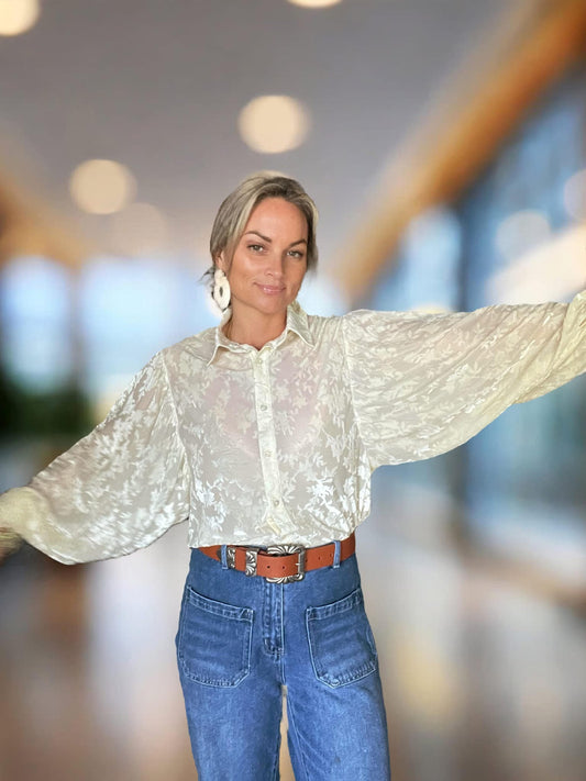 Cream long sleeve top